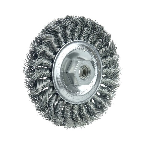 Weiler Standard Twist Knot Wire Wheel 4", .014" Steel Fill, 1/2"-13 UNC Nut 13105 - main